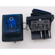 Переключатель клавишный синий с подсветкой KCD2 4PIN 20A-125V 21,5х27мм (ON-OFF) влагозащита