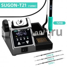 Паяльная станция SUGON T21, 120Вт, для жал формата C245, C210, C115, с тремя жалами в комплекте С210
