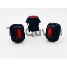 Переключатель кнопочный красный с подсветкой влагозащита 16А-250V 4PIN 13х20мм