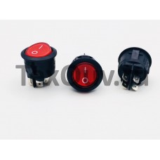 Переключатель клавишный круглый красный с подсветкой 6А-250V 4PIN (ON-OFF) 20,5мм