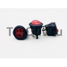 Переключатель клавишный круглый красный с подсветкой 10А-250V 4PIN (ON-OFF) 21мм