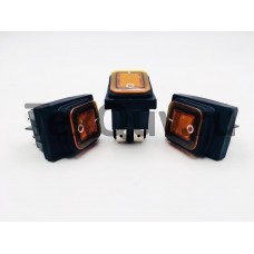 Переключатель клавишный оранжевый с подсветкой влагозащита 16(8)А-250V 4PIN (ON-OFF) 21,5х27мм