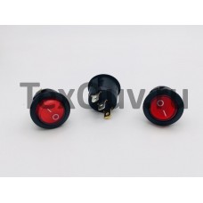Переключатель клавишный круглый красный с подсветкой 6A-250V 3PIN (ON-OFF) 20мм